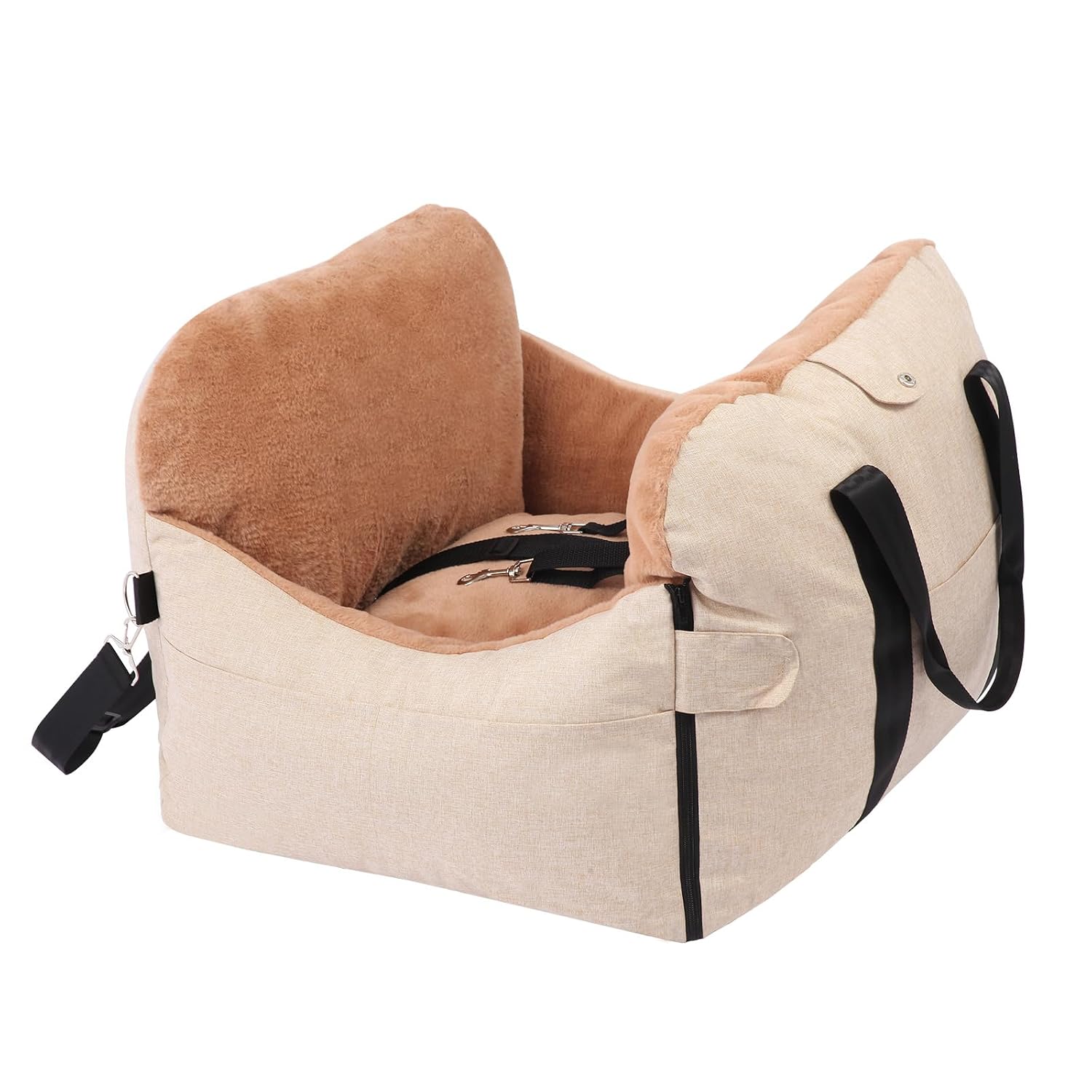 2 in 1 Secure Dog Cat Booster Seat Belt for Car Medium Small Dogs Pelsbarn Bed Safety Beds Cats Carriers Pet Carrier Washable Cover for Back Carseat Puppy Travel Bag Seats Accessories