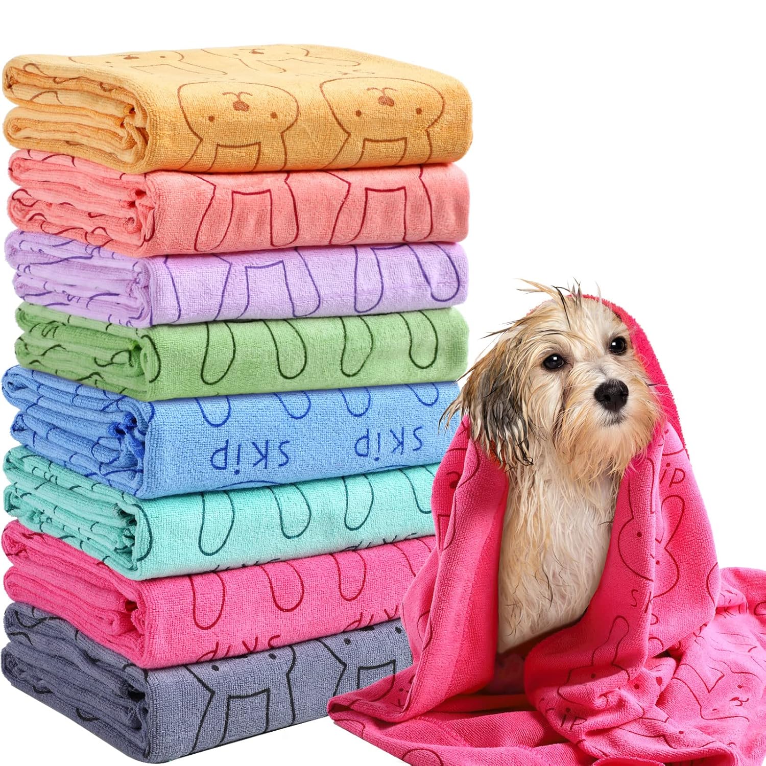 8 Pcs Dog Drying Towels Bulk 55 x 28 Pet Grooming Towels Absorbent Microfiber Dog Bath Towels Quick Drying Puppy Bathing Towel for Small Medium Large Dogs Cats Pets Bathing Grooming Accessories