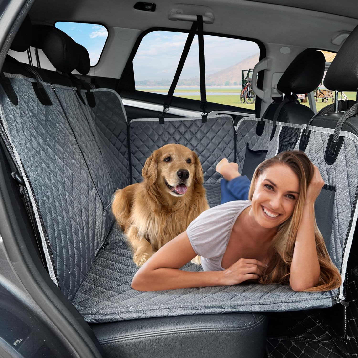 ANOSOSPECIAL Back Seat Extender,Dog Car Seat Cover,Waterproof Pet Hammock Travel Bed