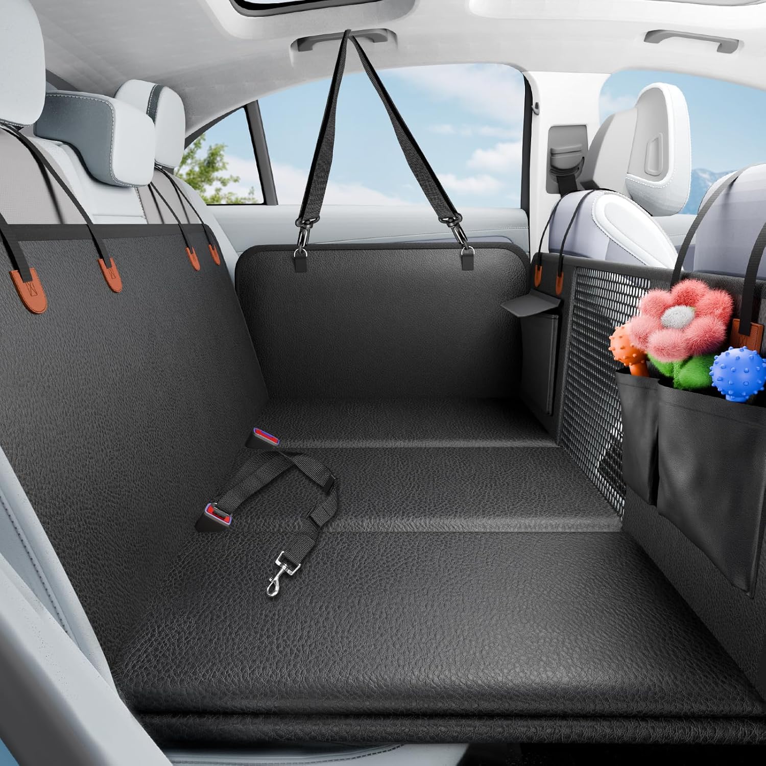 Back Seat Extender for Dogs,Hard Bottom Dog Car Seat Cover for Back Seat,Waterproof Hammock