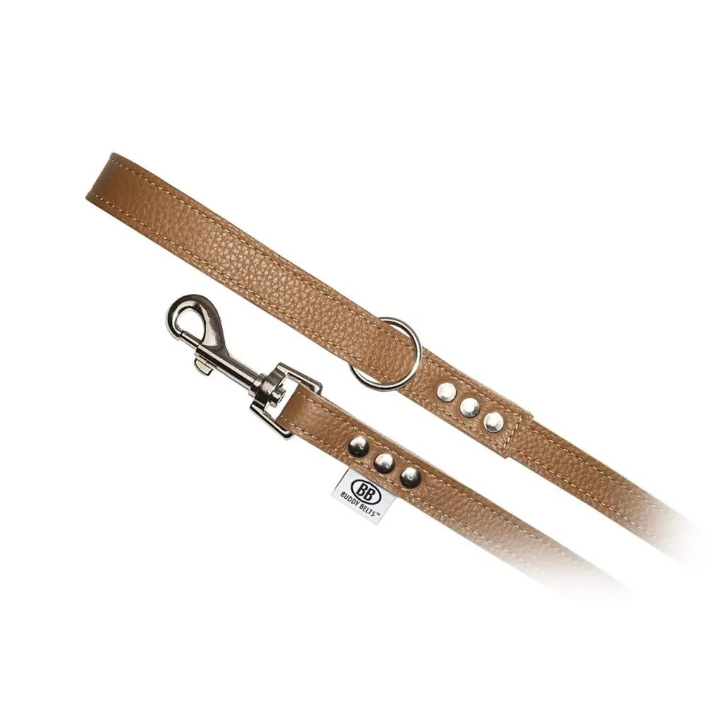 BUDDY BELT All Leather Premium Dog Accessories Leash - Pebble Grain Caramel
