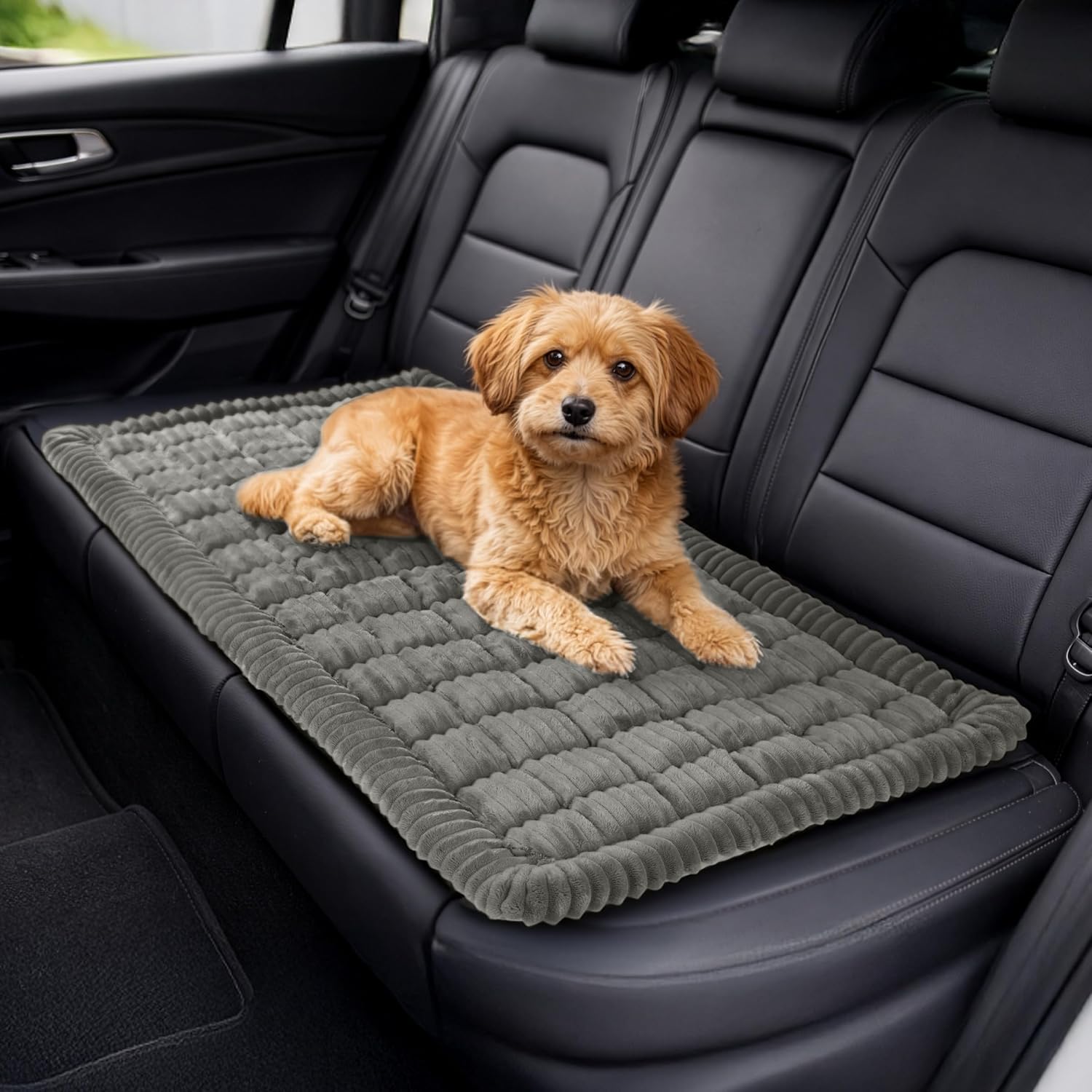 Dog Bed for Car Back Seat - Non-Slip Pet Seat Cover for Backseat, Floor, or Couch - 24.5x52.5 Inch Machine Washable Dog Mat for Car, Trucks, and SUVs - Pet Travel Accessories by PETMAKER (Gray)