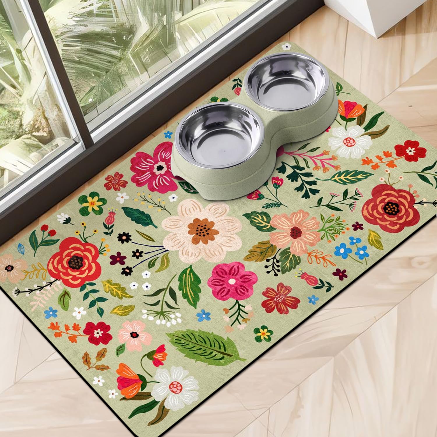 Dog Food Mats for Floors, Absorbent Quick Dry Pet Cat Food Mat, Dog Bowl Mats for Food and Water Dispenser Mat