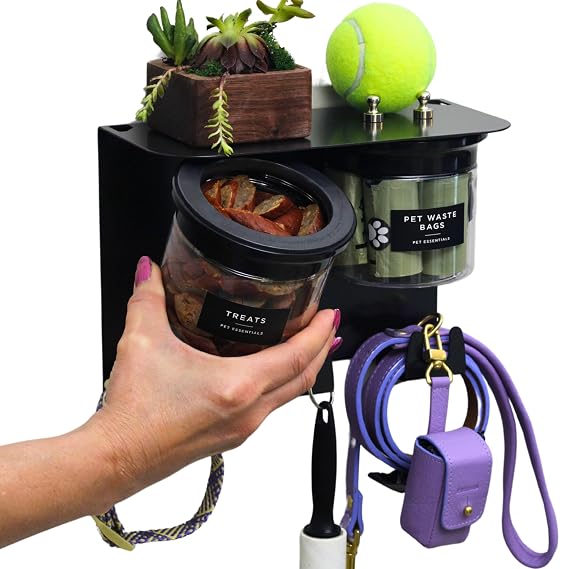 Dog Leash Holder for Wall, Dog Storage Organizer with 9 Dog Shelf,