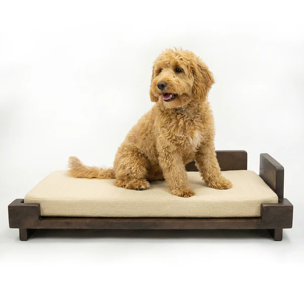 FurryLiving Barkly Bed with Cushion for Dogs (Dark Brown-Cream Cushion)