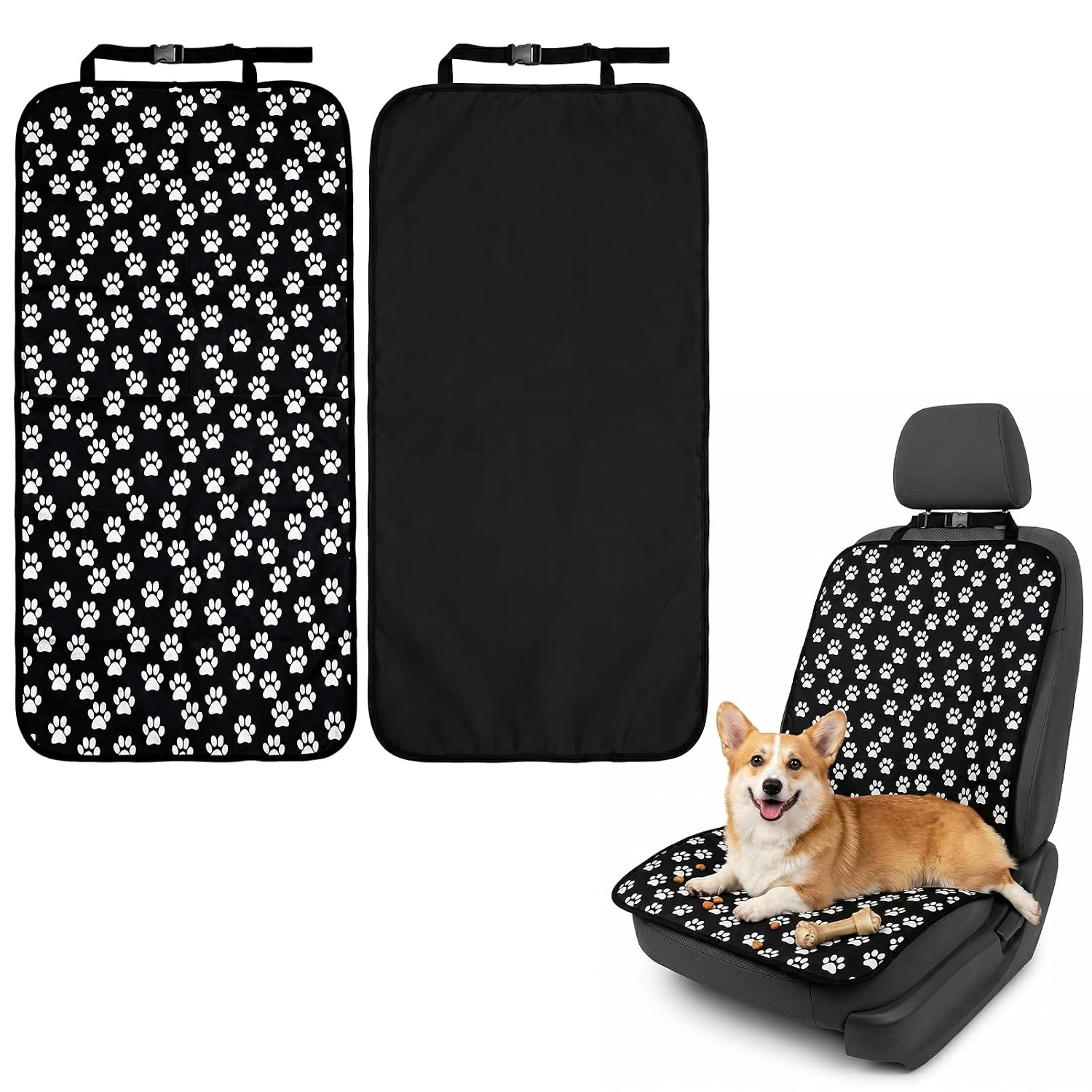 GLGHMH 2 Pcs Set Dog Car Seat Cover Waterproof Pet Upholstery Protector Heavy Duty Scratch-Resistant Oxford Fabric