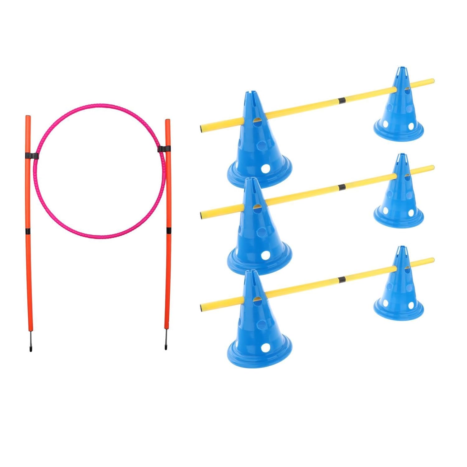 Hurdle Cones Course Obedience Jump Hoop Pole Equipment Adjustable for Running Pet Supplies Dog Supplies Training & Other Dog Training & Obedience