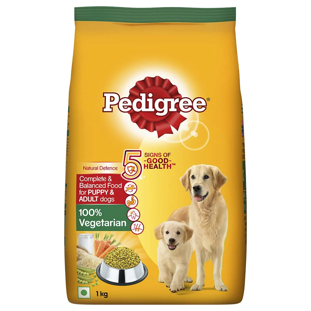 Pedigree 100% Vegetarian Adult & Puppy Dog Dry Food - 1 KG